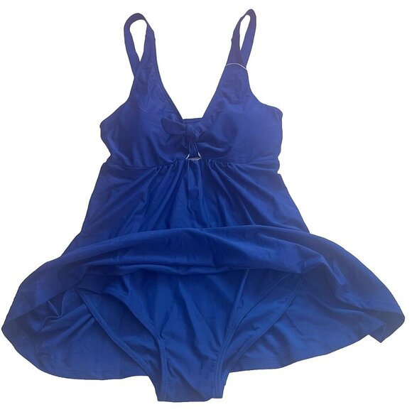 Women's One-Piece Swimdress Knotted Front Bow Tie Wireless Padded Swimsuit M - Picture 5 of 6